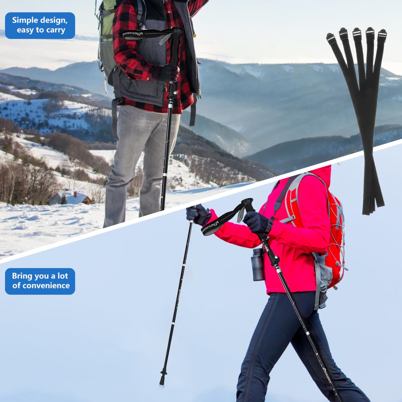 BESPORTBLE 5pcs Adjustable Ski Pole Wrist Straps Replacement - Non-Slip Comfortable Grip for Outdoor Skiing and Trekking Durable and Easy to Use Ski Pole Strap Set
