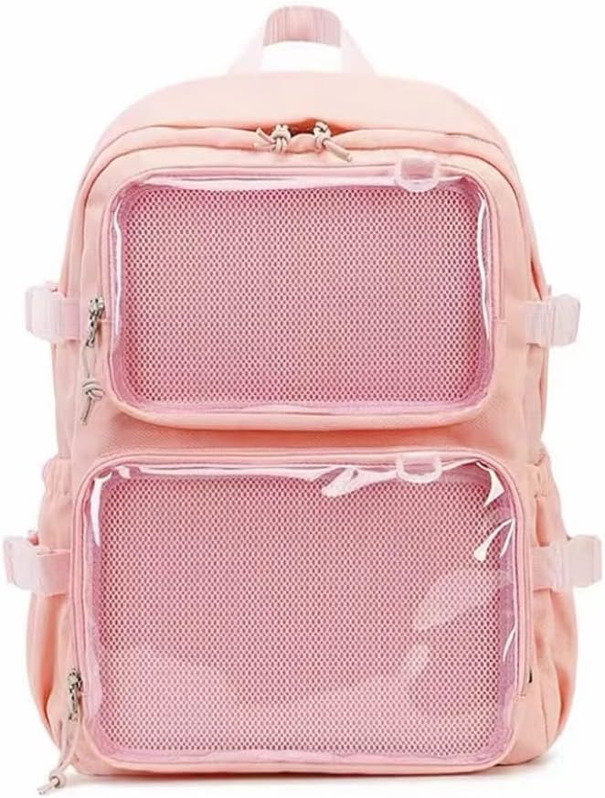 Mochila YeGang Ita Bag con Ventanas Transparentes para Mujeres y Adolescentes - Mochila Escolar Grande Kawaii JK con Detalle de Pin, Mochila Estética Linda para Cosplay de Anime, Mochila de Libro de