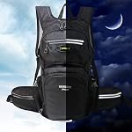 Hiking Daypack Backpack 15L Capacity, Many Compartments, Lightweight & Durable - Ideal as Hydration Backpack for Hiking, Running, MTB Cycling - Bladder NOT Included (Black)