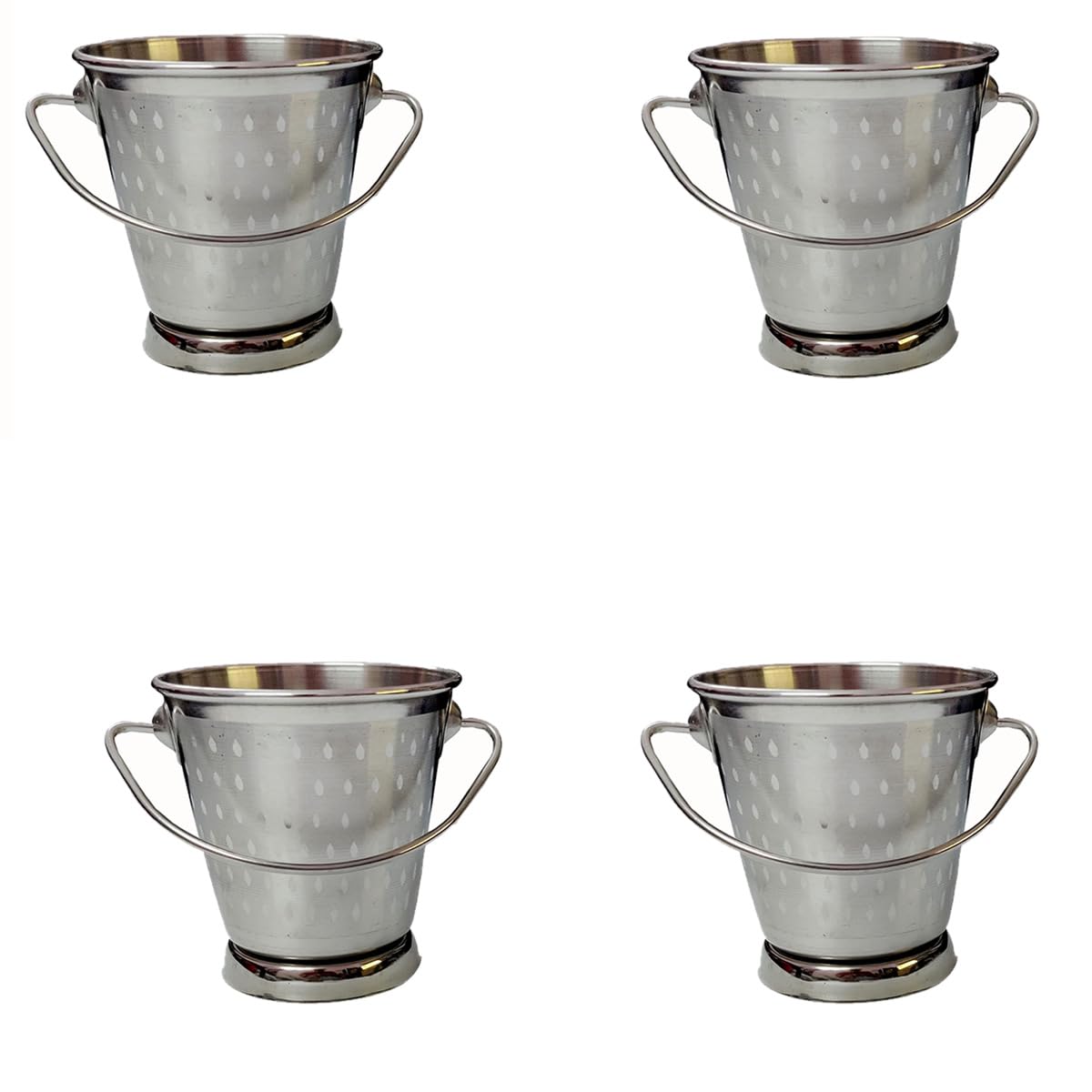Abee Small 100ML Stainless Steel Curry Bucket | Traditional Indian Gravy Server with Handle | Pack of 4