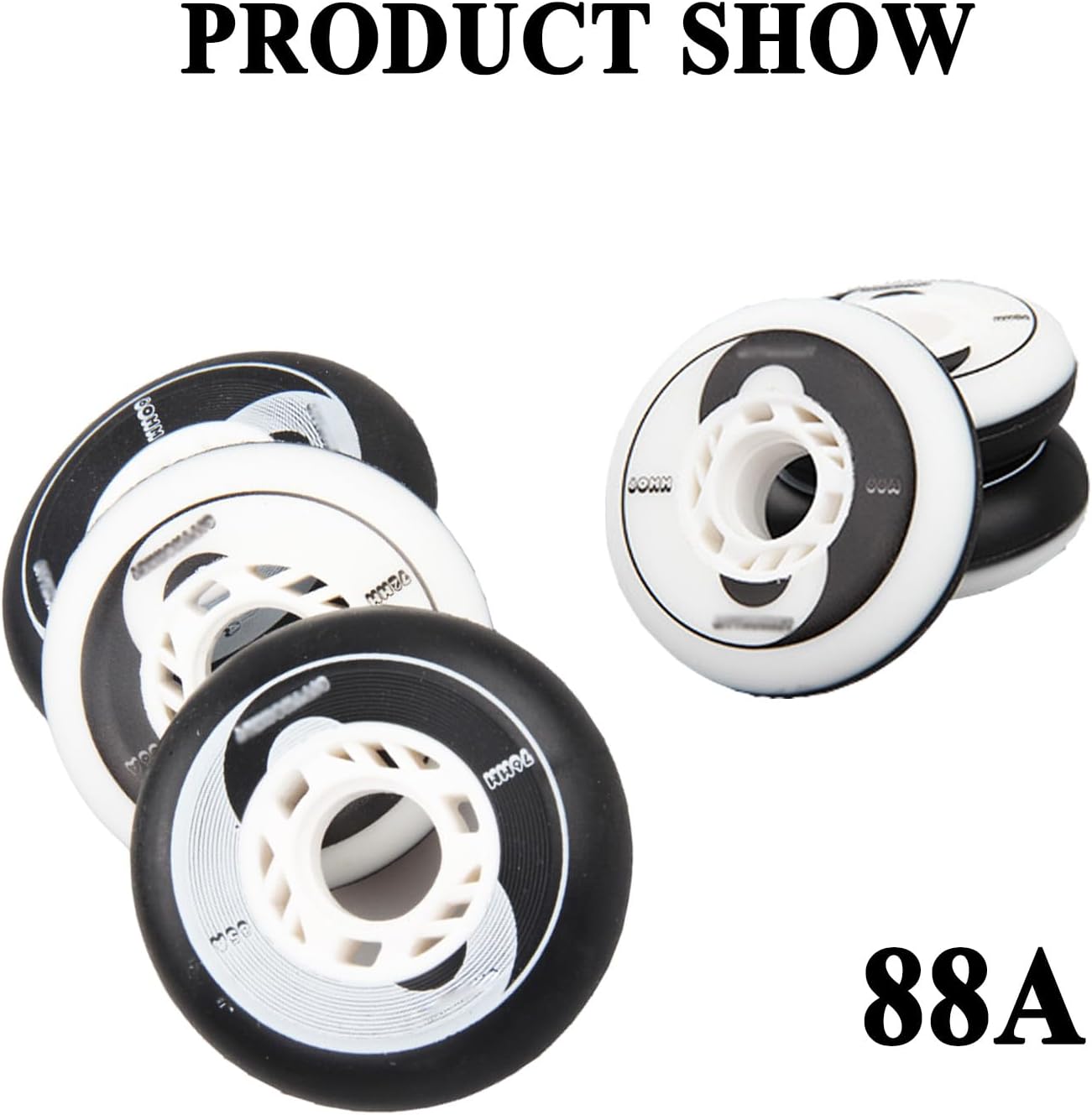 Roller Skate Wheels Outdoor/Indoor 8 Pack 88A Inline Roller Skate Wheels 72Mm/76Mm/80Mm Inline Skates Replacement Wheel Flat Flower Wheel Brake Wheel