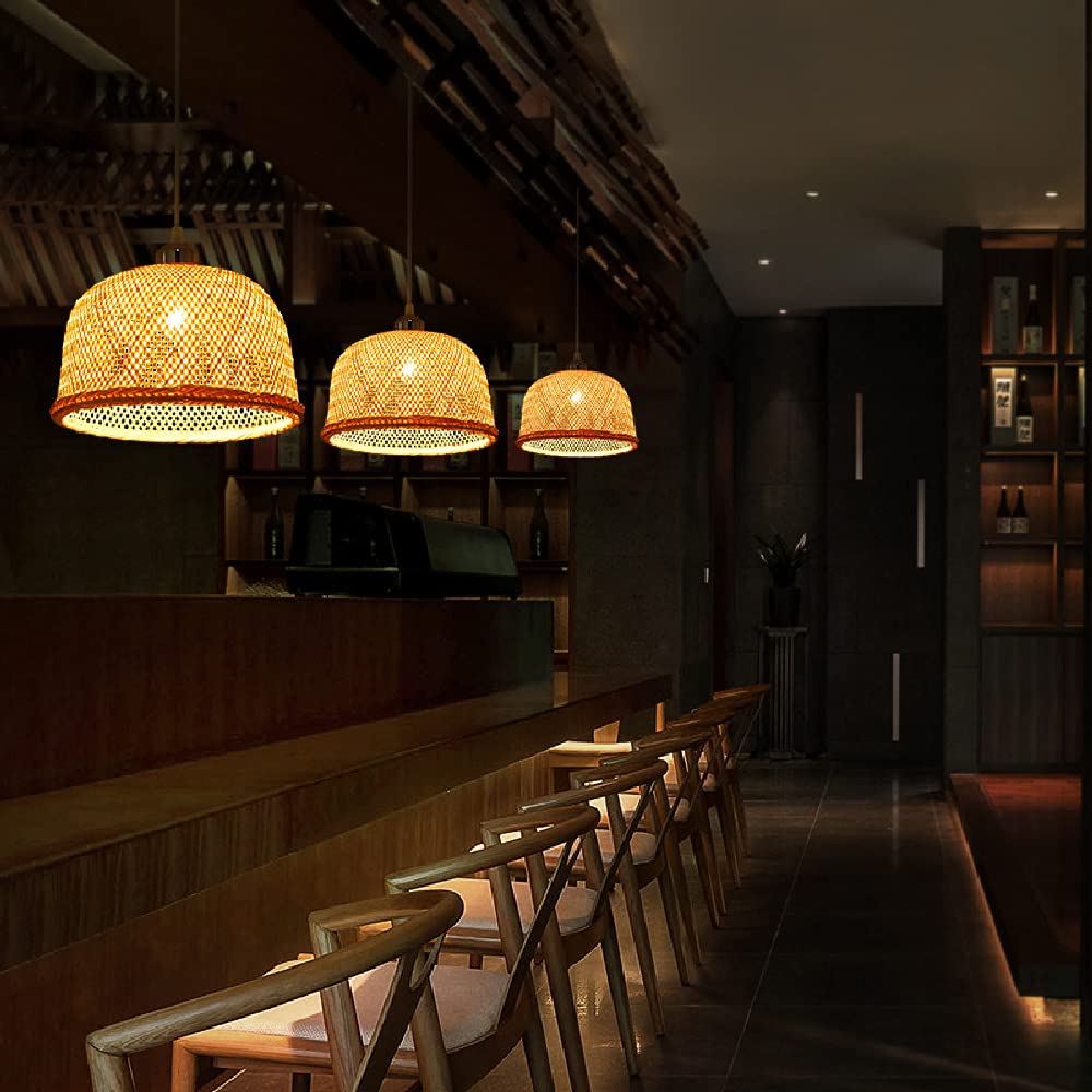Lampadario Aperto In Bambù, Lampada A Sospensione In Vimini Intrecciata A Mano, Paralume In Bambù E27, Apparecchi Di Illuminazione A Soffitto, Lampada A Sospensione A Risparmio Energetico Per