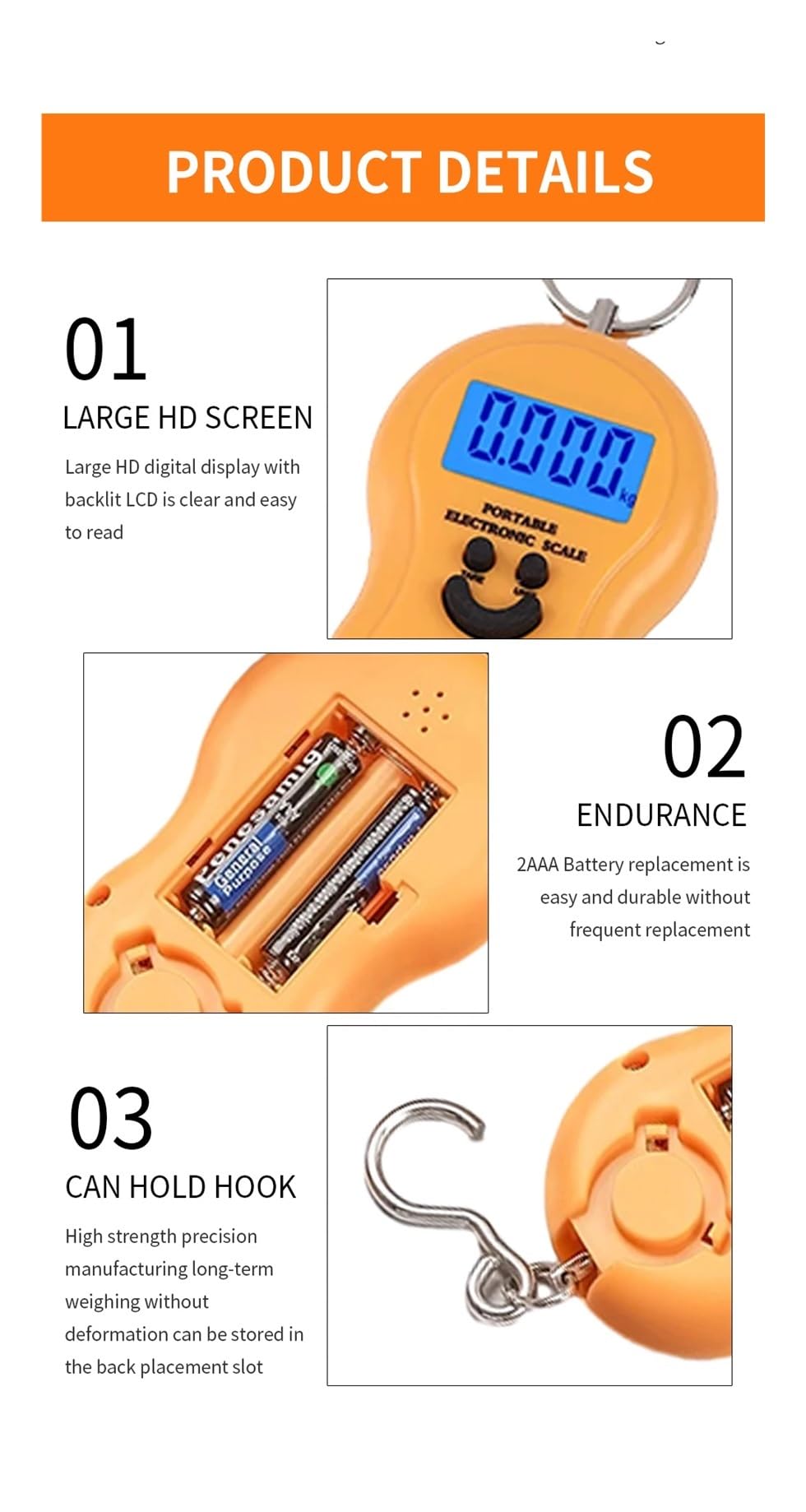 1 szt. 50 kg / 10 g LCD cyfrowa waga przenośna wisząca podświetlana wędkarska kieszonkowa elektroniczna bagażowa mini do budownictwa(Black)