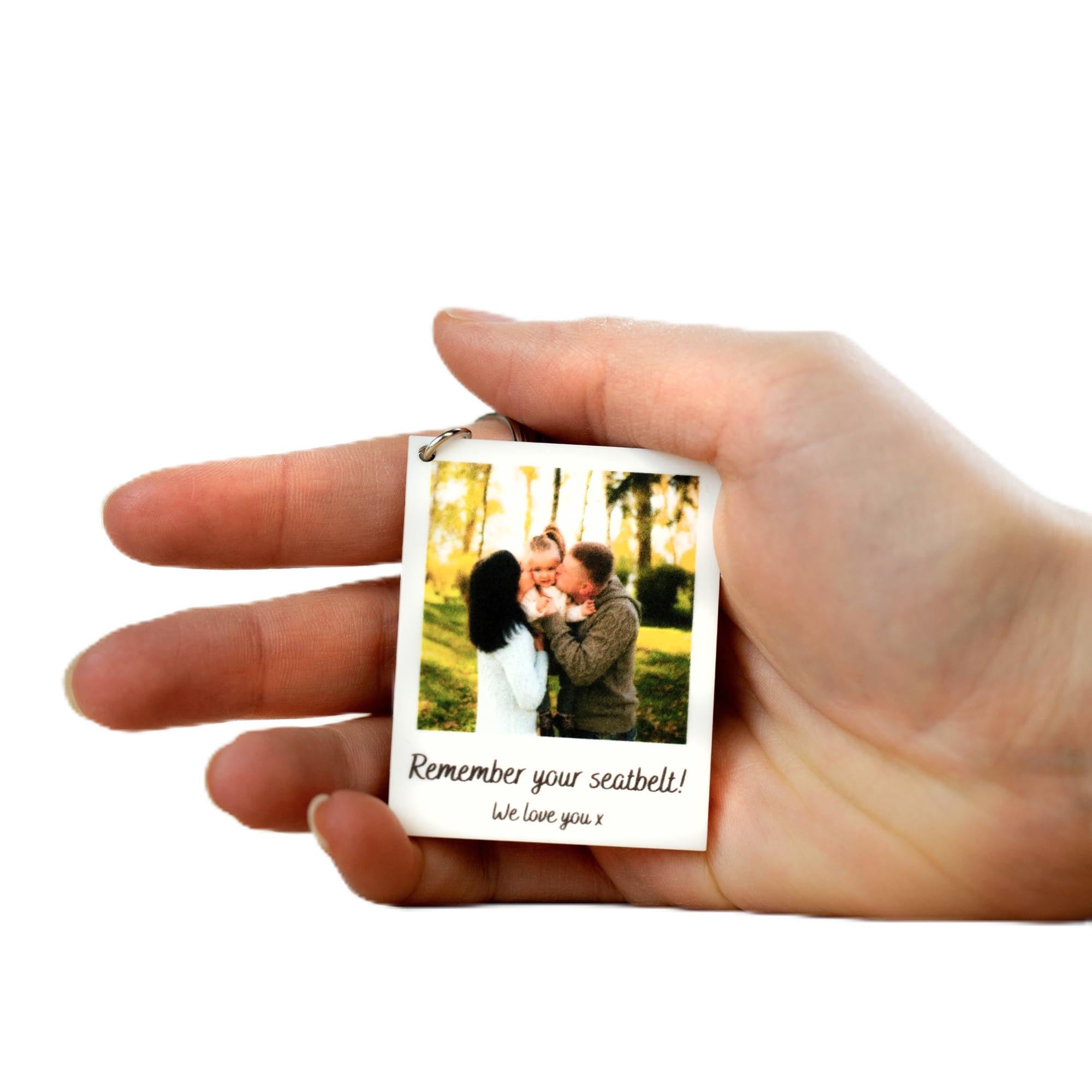 So Bespoke Unisex White Personalised Polaroid Keyring Ornament Photo Polaroid Any Image Gift For Birthday, Wedding, Your Own Image Keychain