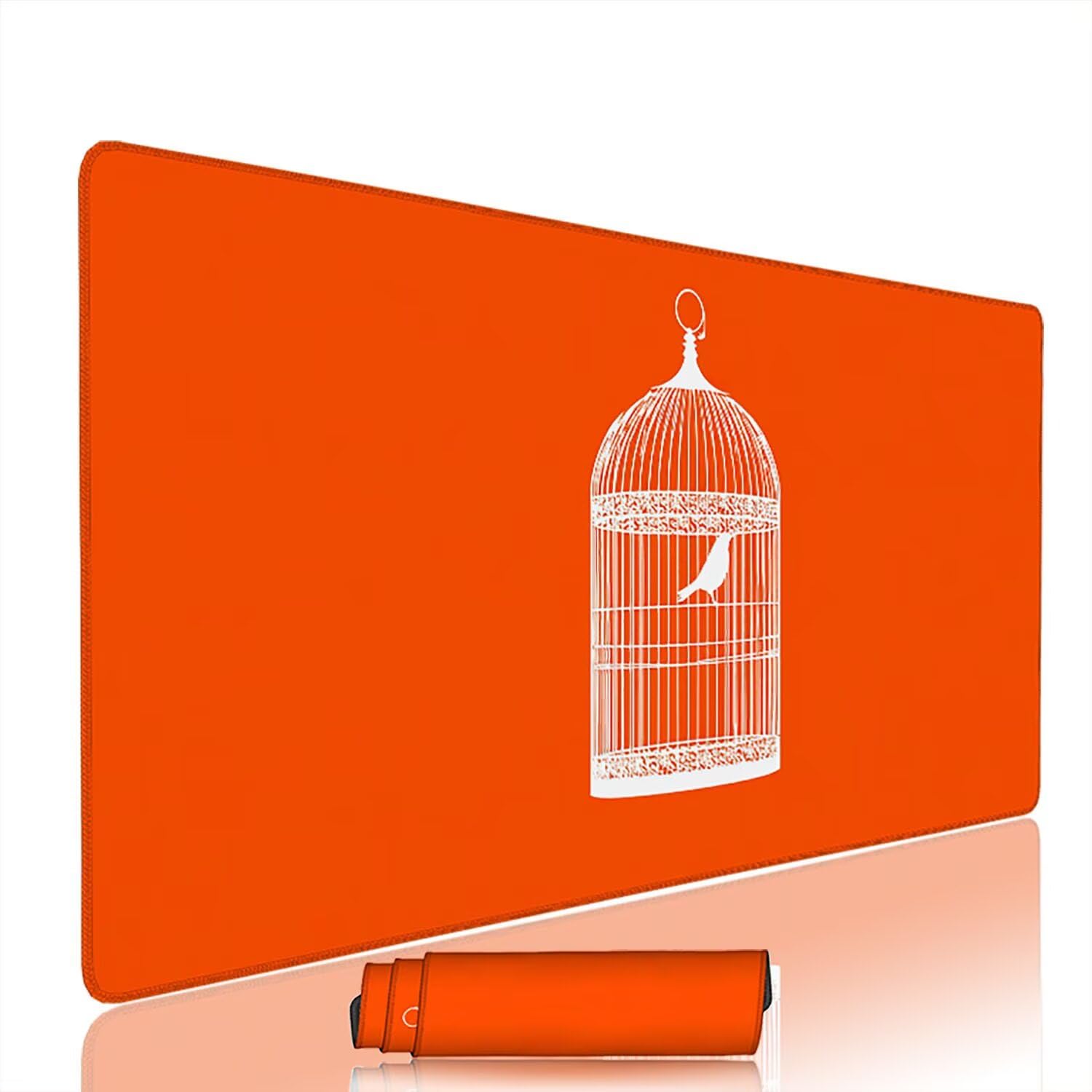 Pomarańczowa podkładka pod mysz pod mysz pod mysz biurową XXL do gier 1200 x 600 x 3 mm podkładka pod mysz gumowa ptak duża podkładka pod rękę dla graczy akcesoria wodoodporne PC, do klawiatury