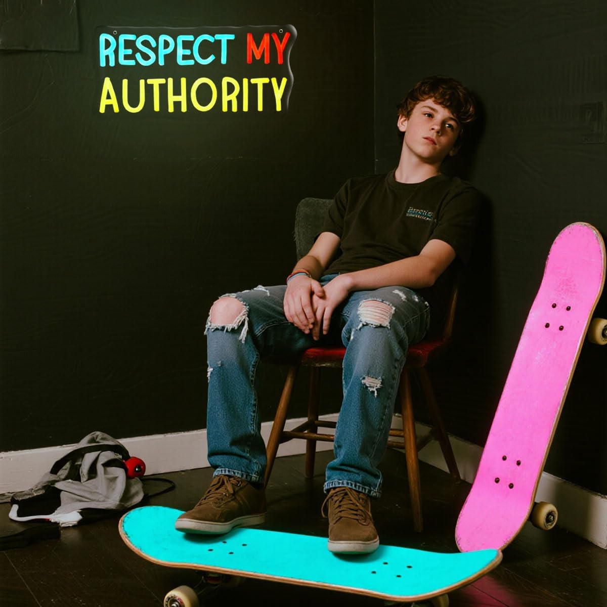 Respect My Authority LED Sign Eric Quote Neon Signs Meme Funny Lamp South Park Movies Neon Light for College Dorm Room Office Man Cave Wall Decor
