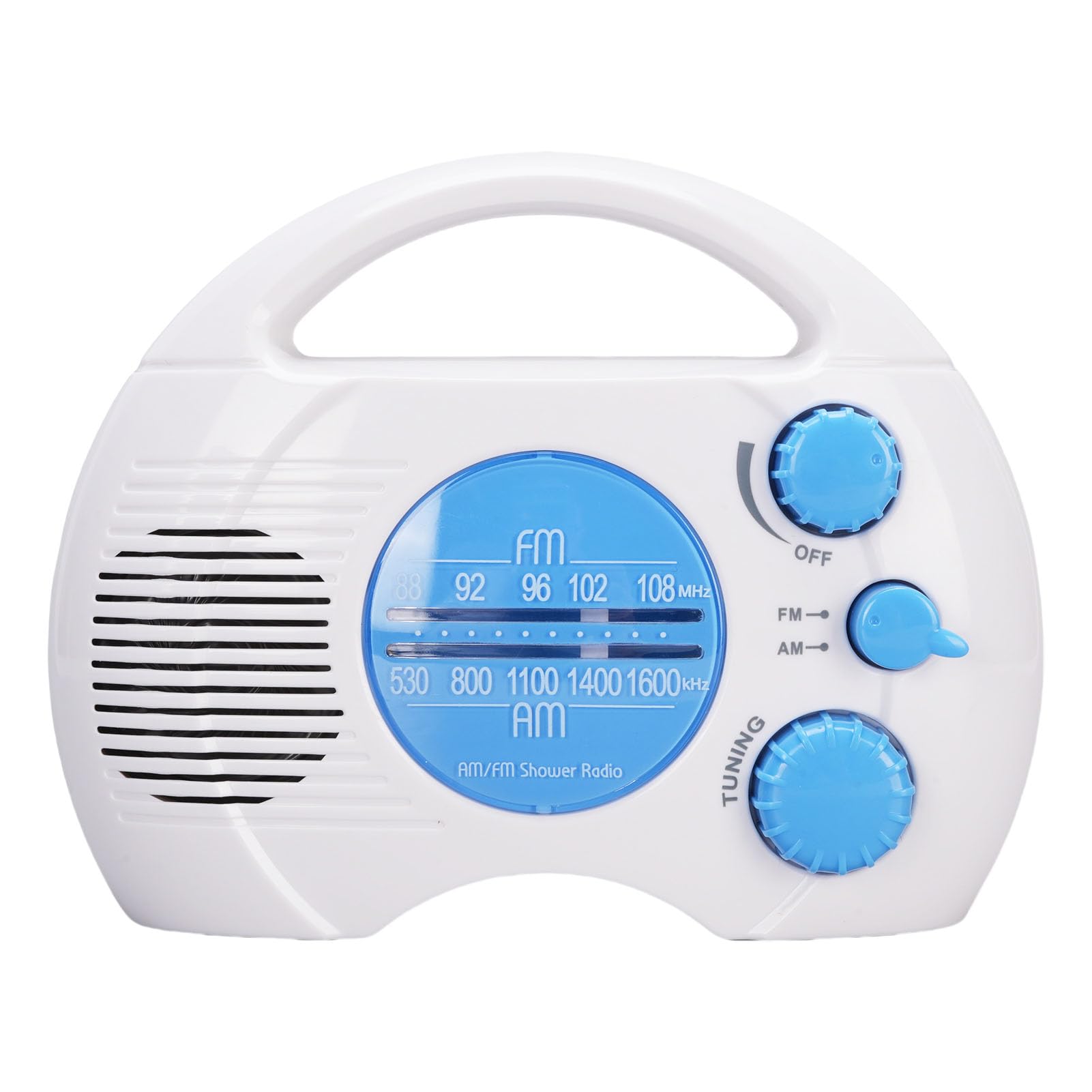 Portable AM FM Shower Radio, Water Proof Bathroom Radio with Built in Speaker, Adjustable Volume, Battery Operated Mini Radio for Home Outdoor