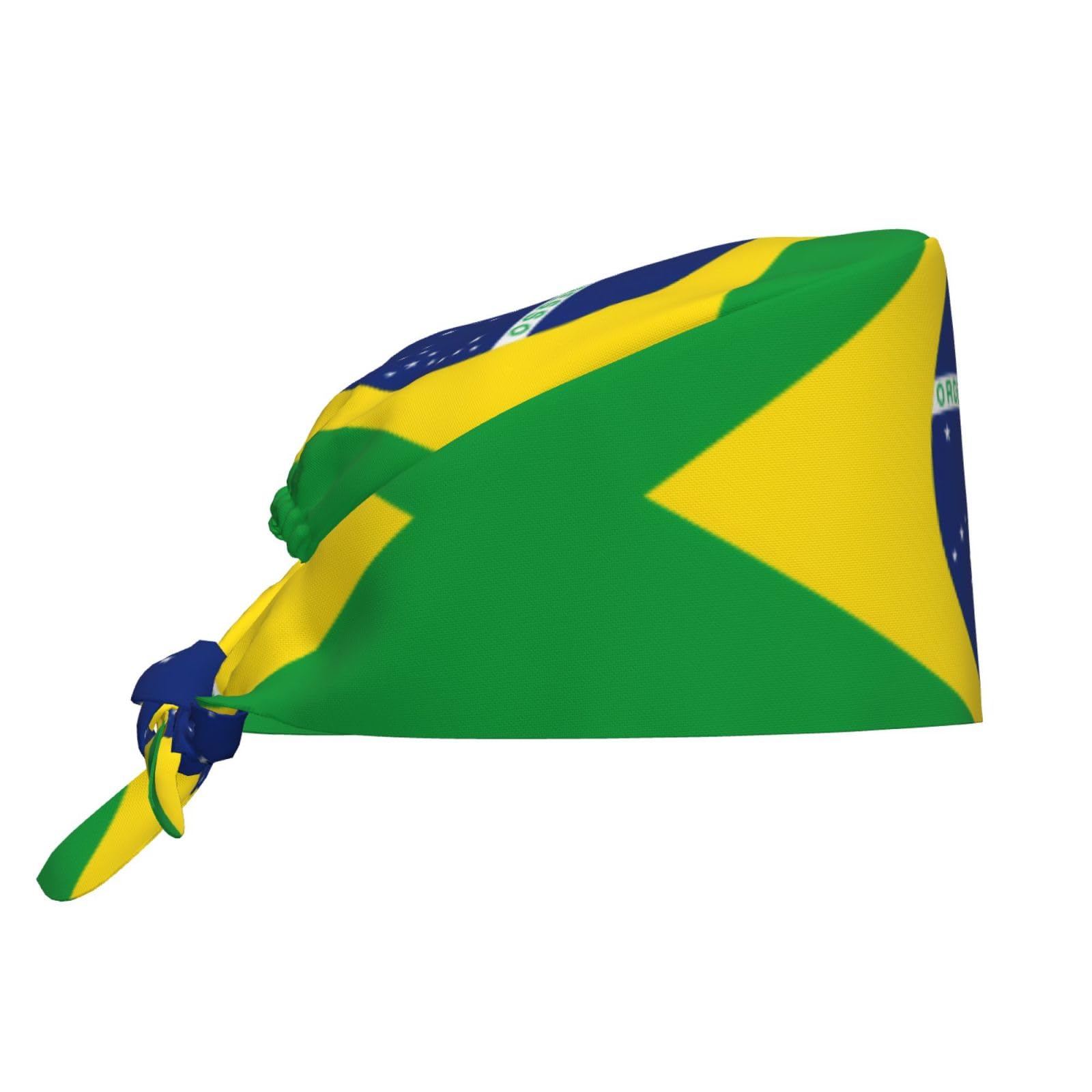Whjshop Unisex Black Brazilian Flag Pattern Cleaning Working Cap Chef Hat For Women And Men, For Surgical, Nursing