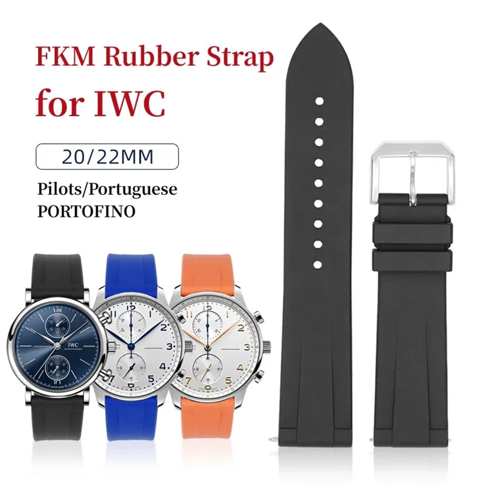 Fluorkautschuk-Uhrenarmband für IWC Pilot Portugal Portofino Bandarmband Schnellverschluss 20 mm 22 mm