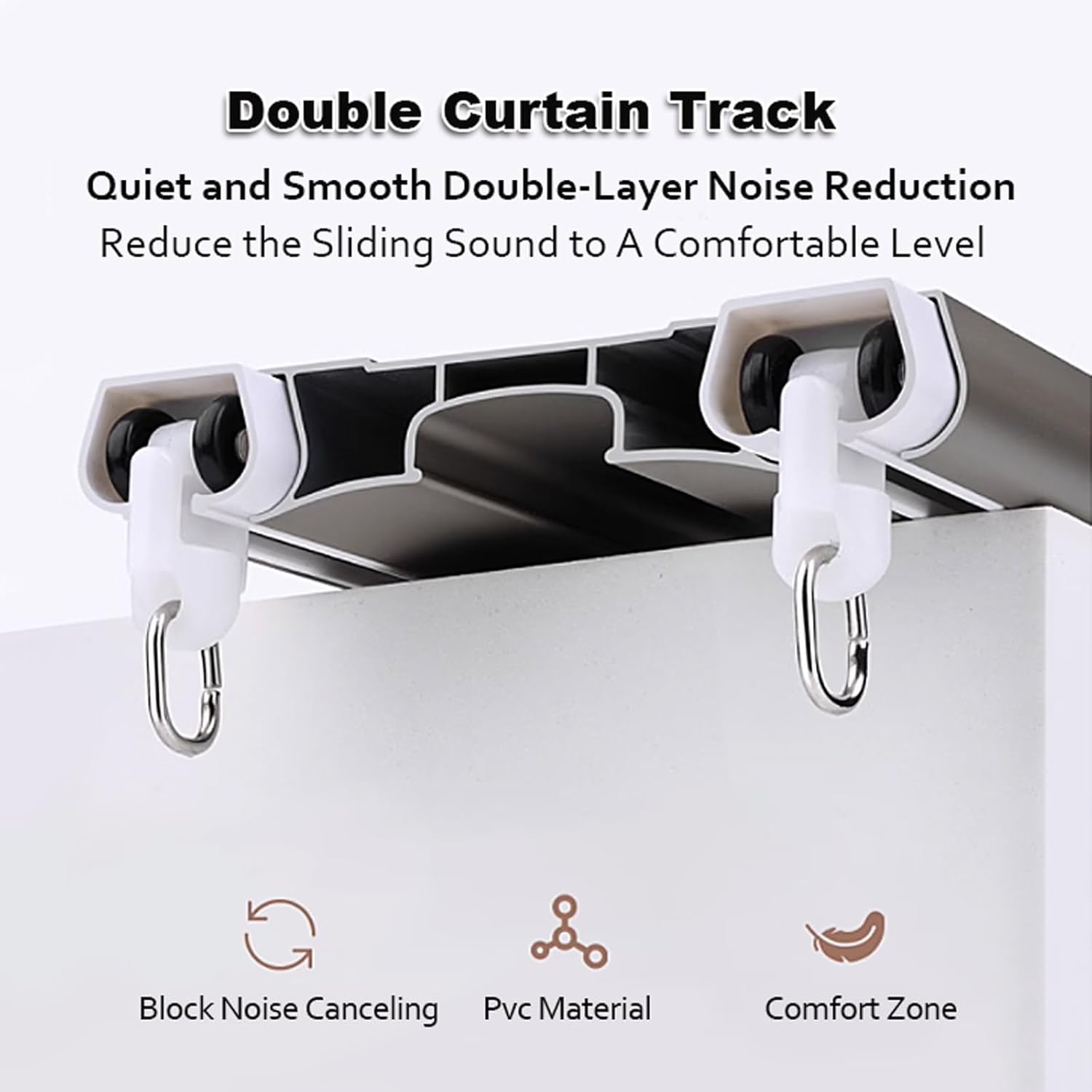 Double Curtain Track Heavy Conjoined Curtain Rails Ceiling Track for Curtains Sliding Curtain Rod for Bedroom Kitchen Window(White,400cm(4 * 100cm))