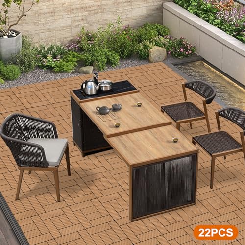 22 stuks houten tegels, 30 x 30 cm, terrasplanken, tuintegels, vloertegels met drainage, kliksysteem voor tuin, balkon, gazon, achtertuin enz - Image 8