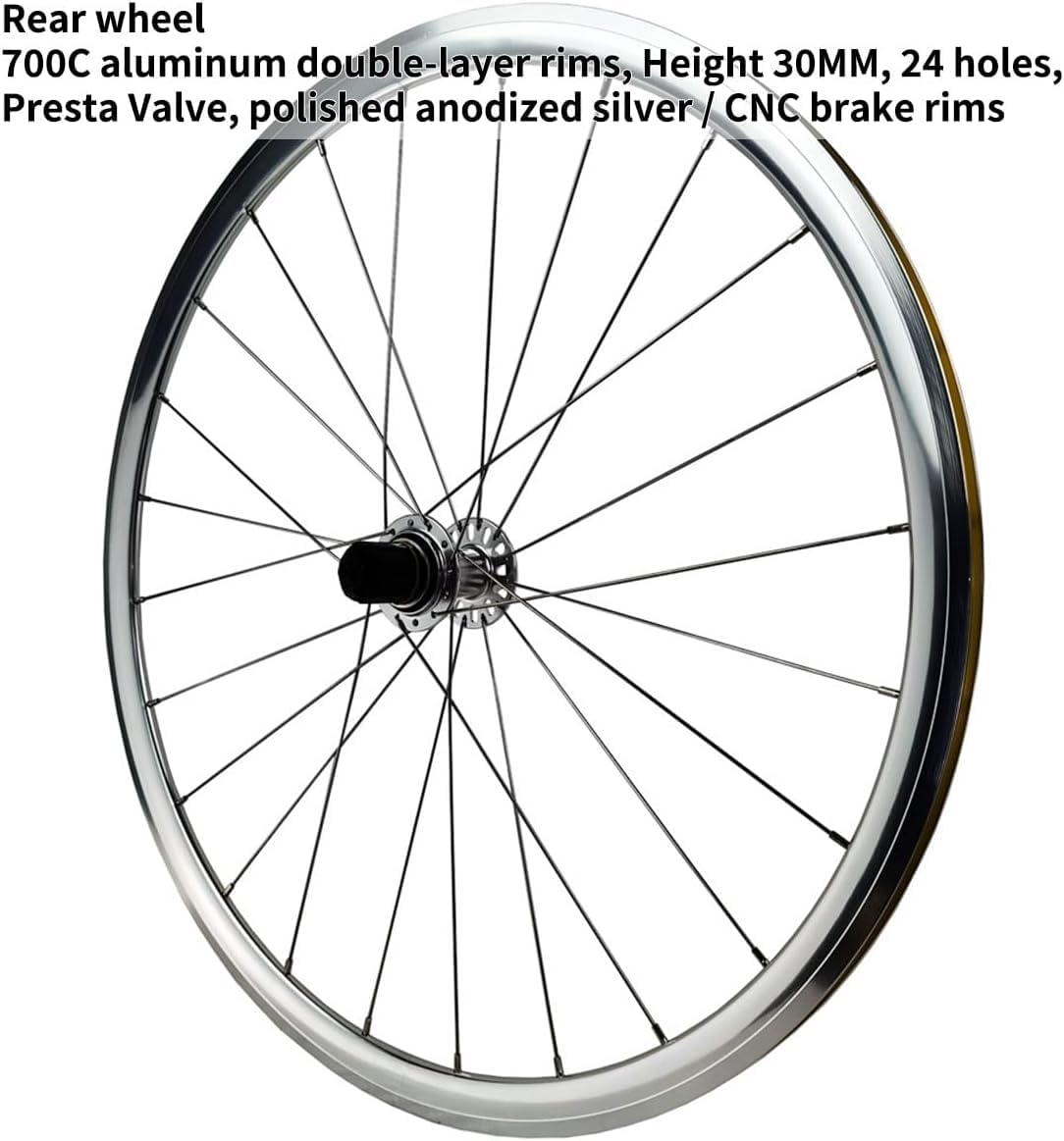 Ruedas 700C para Bicicleta De Carretera Llantas De Aleación De Aluminio Ruedas Delanteras Ruedas Traseras C/V Freno Cierre Rápido 20/24H Bujes para Cassette 8/9/10/11/12 Velocidades