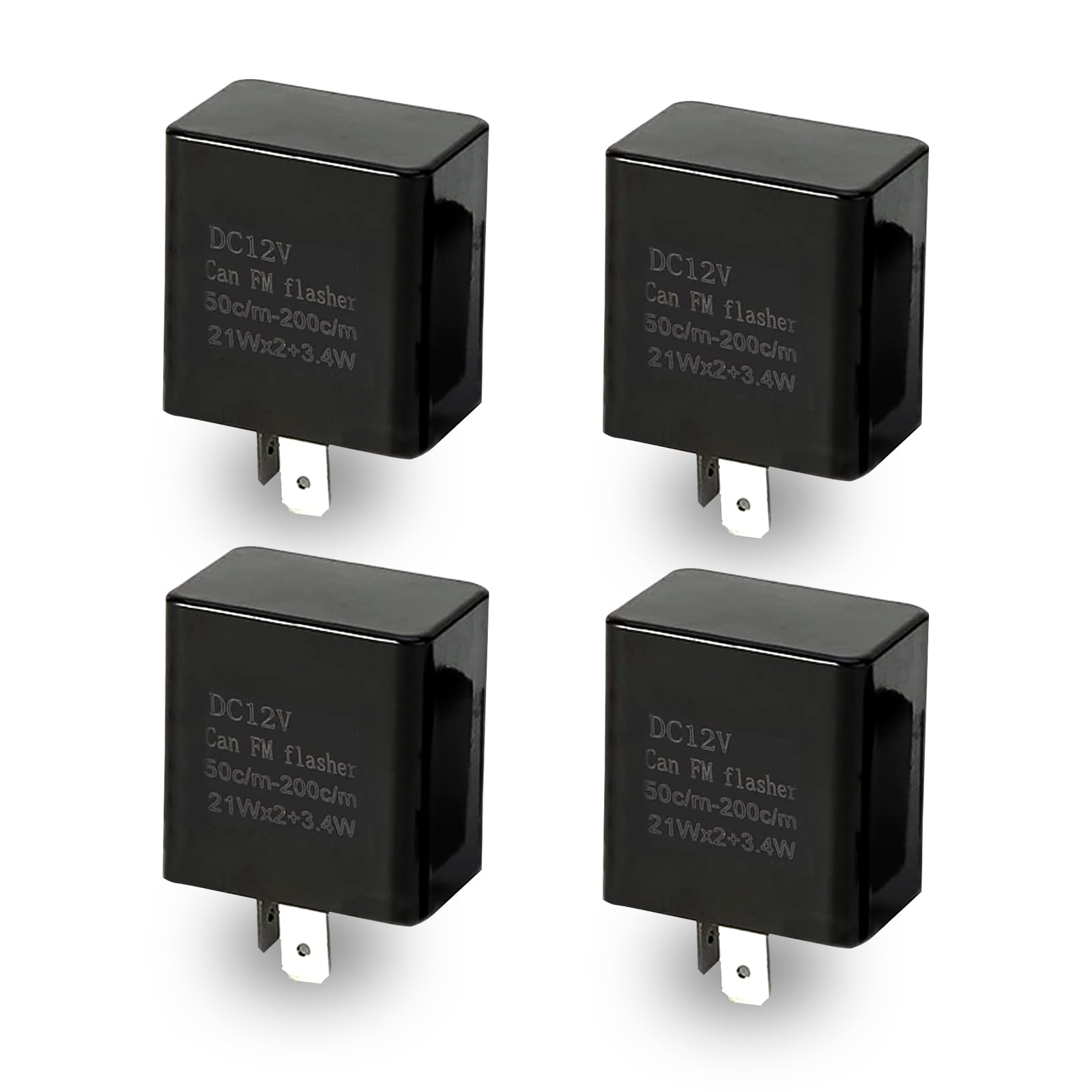 Sodcay Pack-4 LED Flasher Relay, 2 Pin Hazard Warn Flash Relay, 12V Speed Adjustable Relay, Replacement for Most Cars Motorcycles (Black)