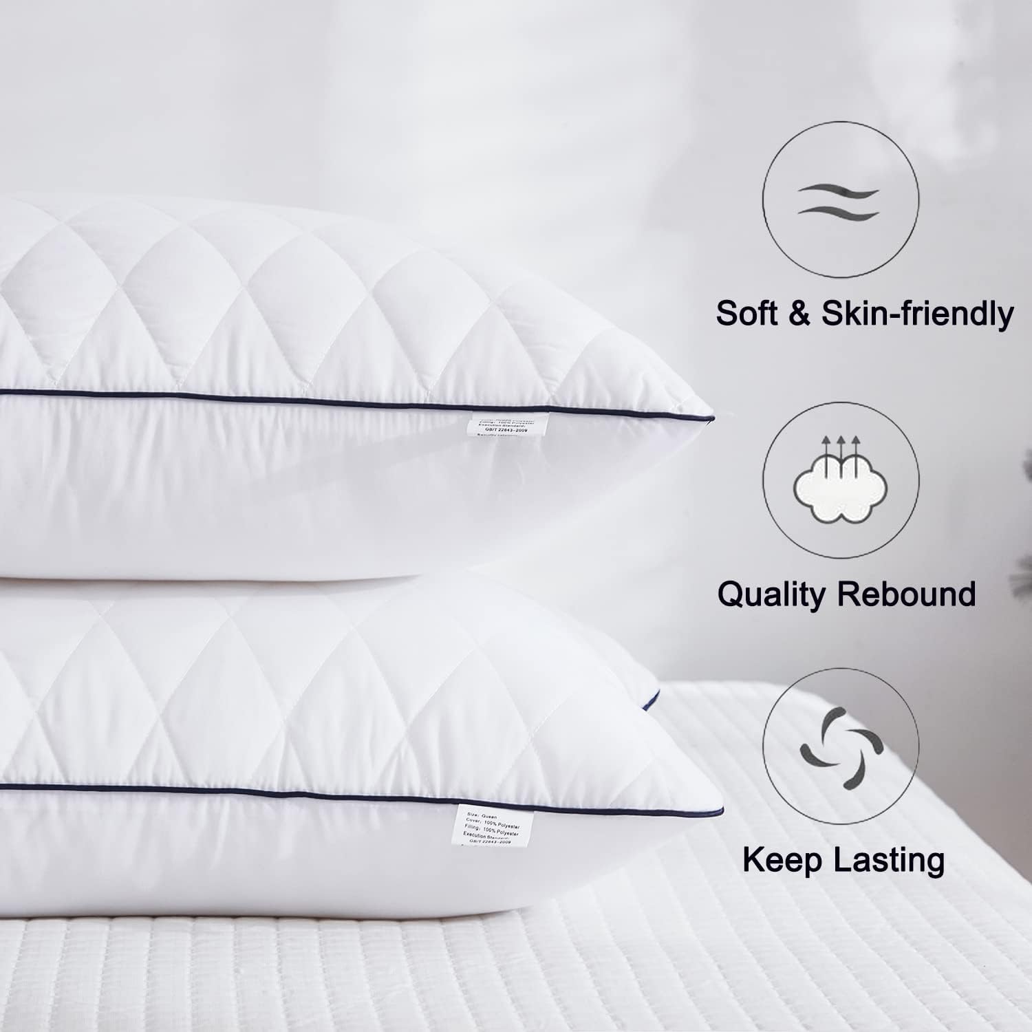 Bed Pillows for Sleeping Queen Size 2 Pack Hotel Quality Cooling Breathable Pillows Soft & Supportive Bed Pillows Good for Back, Stomach or Side Sleepers