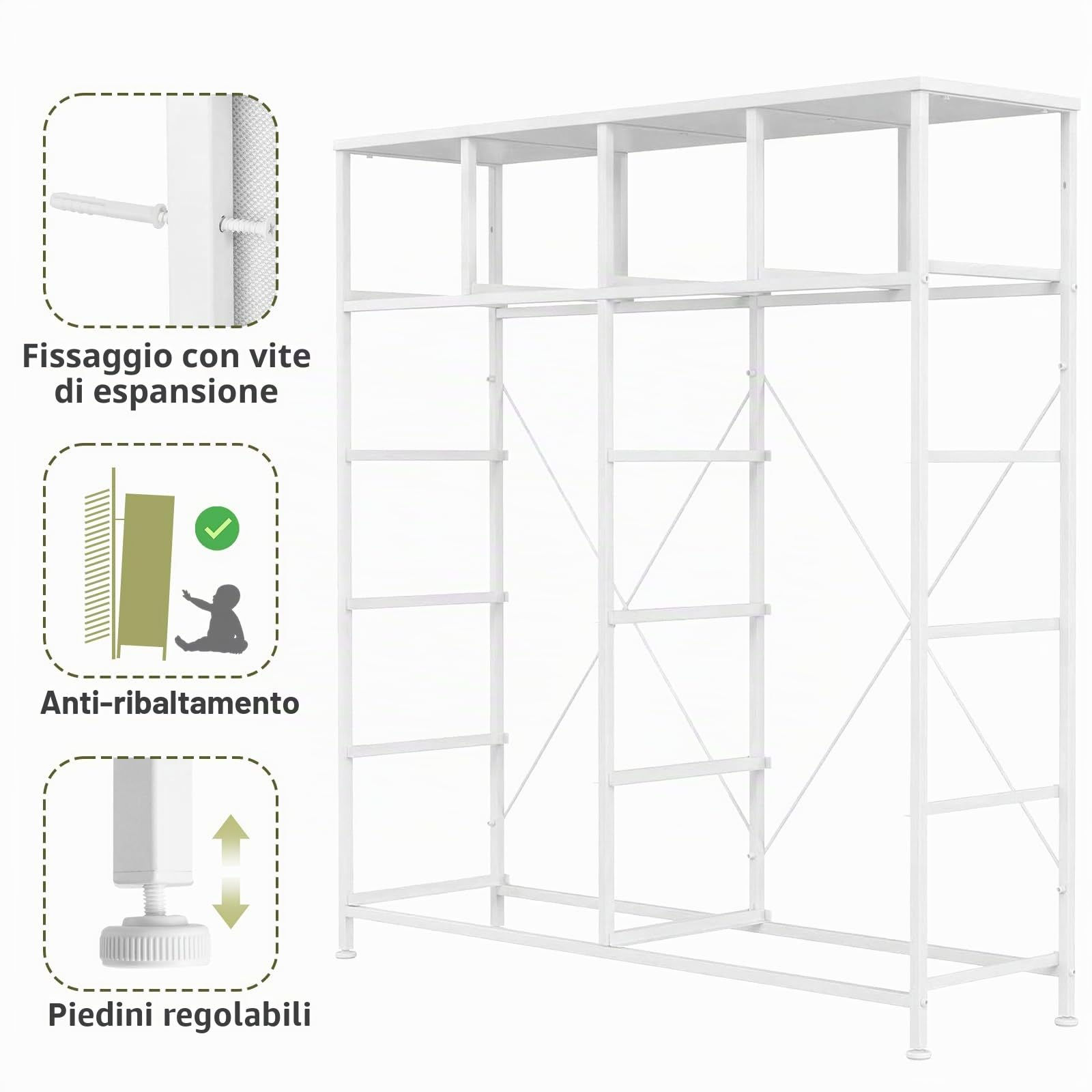 Clevich Cassettiera in tessuto, armadio per riporre, credenza per soggiorno con 12 cassetti per cucina, ufficio, ingresso e camera da letto (Bianco)