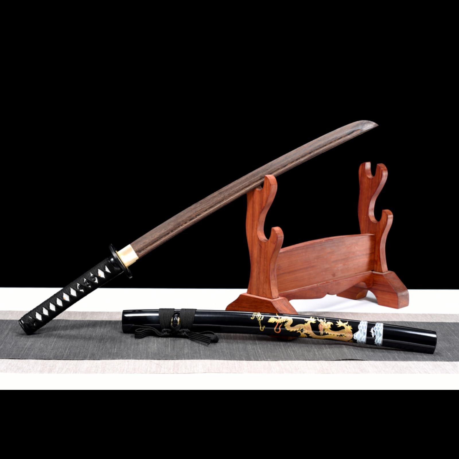 Bokken Fait Main de 78 cm,Katana wakizashi Japonais en Bois,épées de samouraï Courtes en Bois avec Fourreau