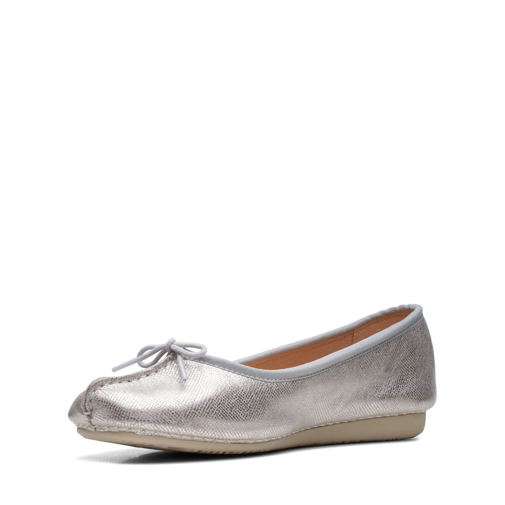 Clarks Women's Freckle Ice Ballet Flats, Silver, 4 UK