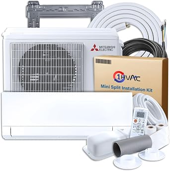 Mitsubishi 9000 BTU 28.4 SEER2 GX-Series Mini Split Heat Pump System with 15ft Line Set & Installation Kit - R454B Single Zone | Built-In WiFi Wall Mounted Ductless AC/Heating Unit