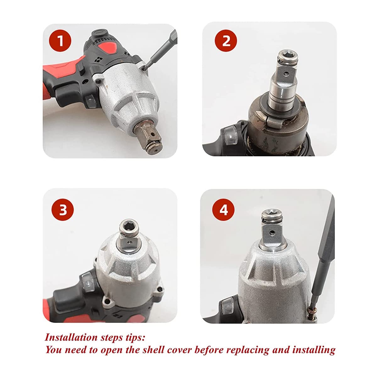 Montaggio incudine per avvitatore a percussione compatibile con alloggiamento per trapano, attacco quadrato da 1/2" a adattatore femmina esagonale da 1/4"