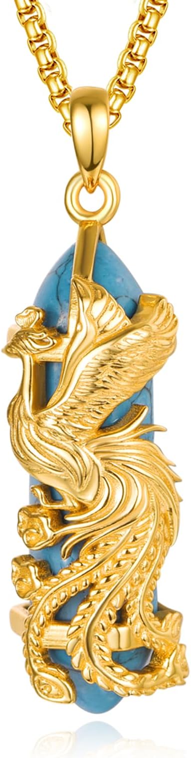 Zhi Kexin Gold Phoenix Necklace 925 Sterling Silver Crystal Necklace 24K Gold Plated Necklaces Gold Jewelry Birthday Gifts for Women