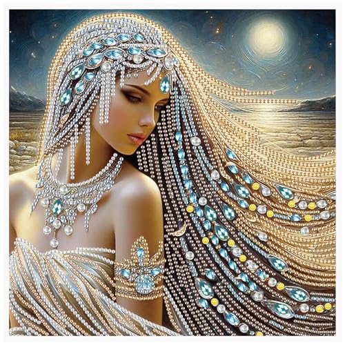 Image of AiYuanzsh 5D Special Shaped Diamond Painting Kit - Beautiful Goddess Queen Design, Unique Crystal Rhinestone Diamond Art Set for Beginners and Adults, Perfect for Home Wall Decor and Holiday Gifts