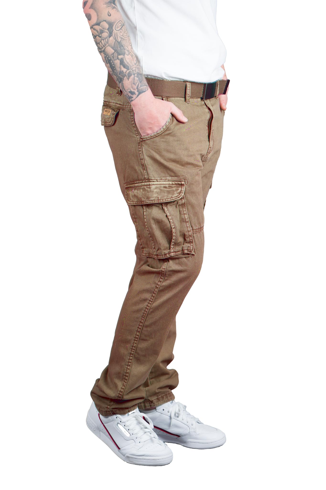 Indicode Rocky Herren Cargohose mit Gürtel Cargo Hose Freizeithose Wanderhose Trekkinghose Outdoorhose