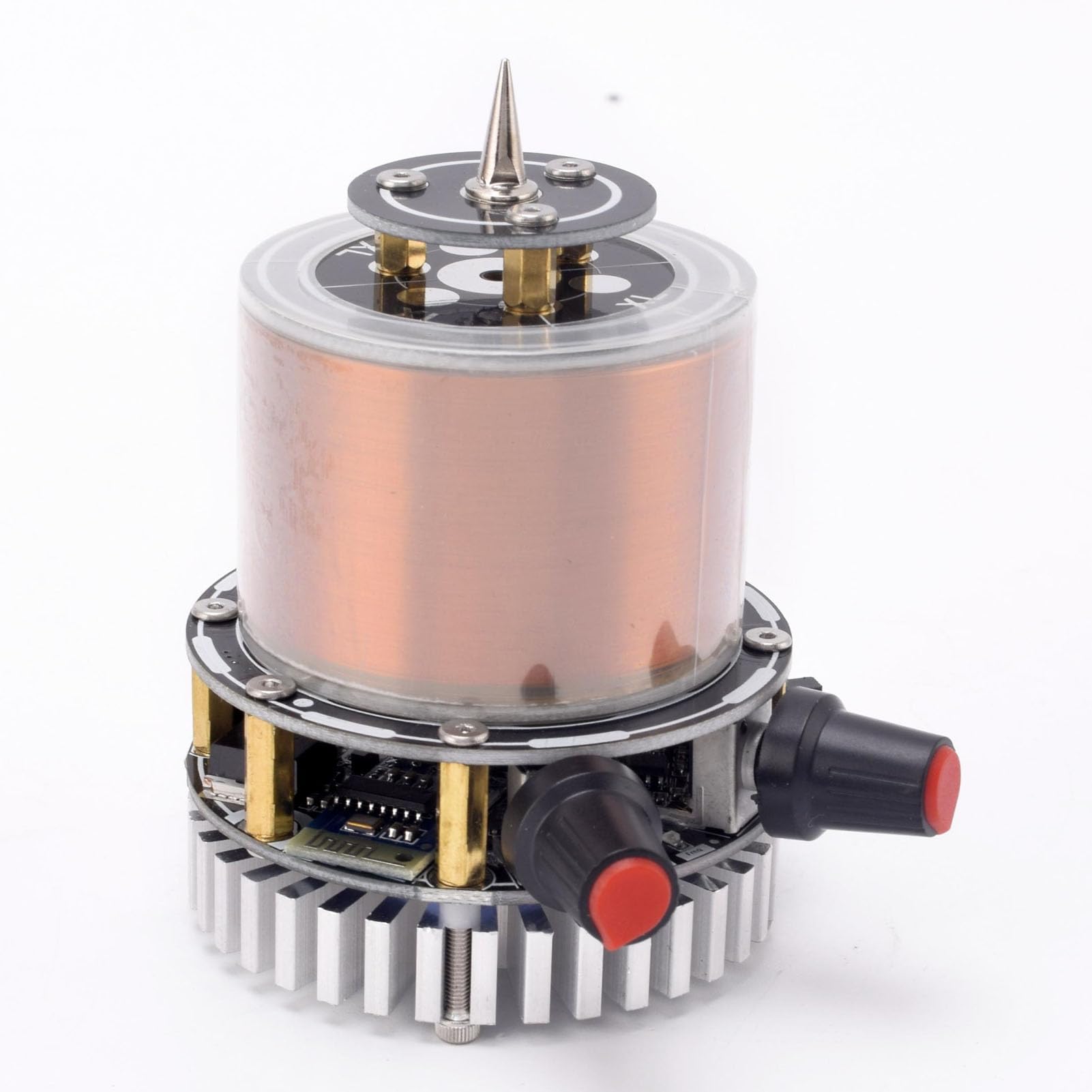 Music Coil Bluetooth Music ARC Generator con luci a LED surriscalmento della protezione in lega 48 V giocattolo desktop in acciaio per appassionati di scienze e collezionisti