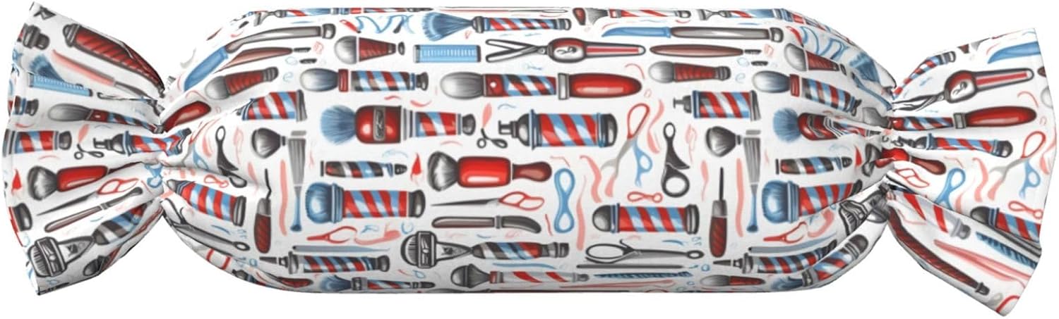 Barber Supplies Pattern Print Candy Cylindrical Pillow Round Bolster Pillows Versatile Use Decor Bedroom Travel