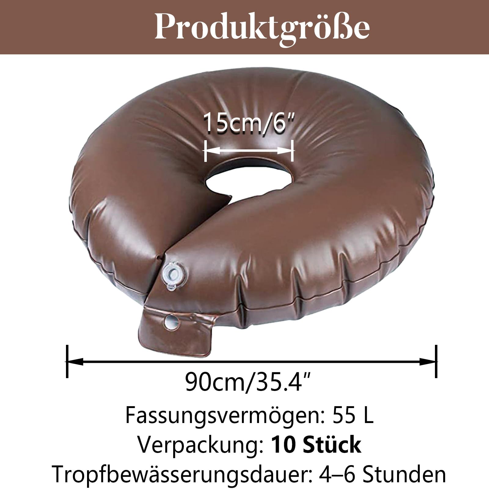 Bewässerungsring 55 L für Baumbewässerung PVC UV Beständig Gießbeutel Baum Bewässerungssack mit Einfüllöffnung zur effizienten Wasserversorgung von Bäumen in Gartenanlagen und Grünflächen-1 Stück