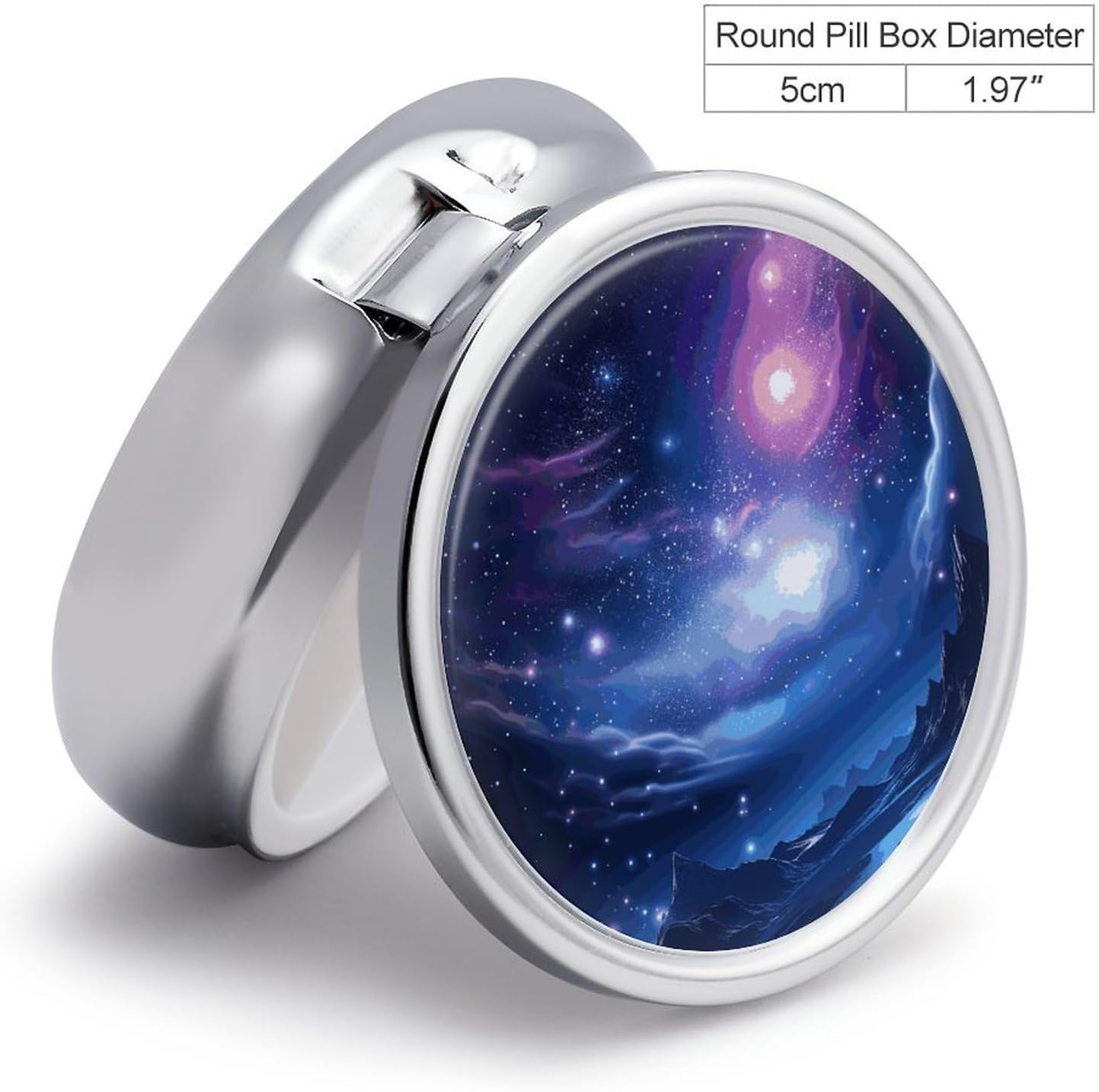 Round Pill Box, 3 Compartment Small Pill Case for Pocket Purse image 2