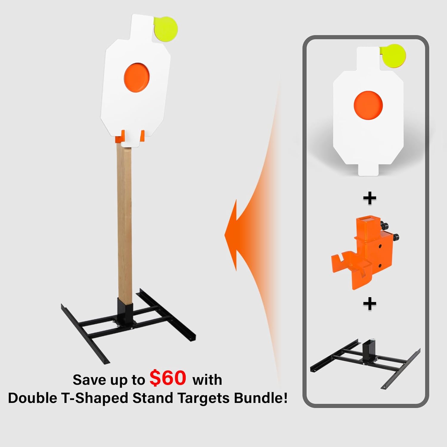 Highwild Target Stand System 3/8" Thick Shooting Target Kit Combination Reactive AR500 Steel 12" x 20" Hostage with Hanger and Stand for Outdoor Range and Shooting Practice