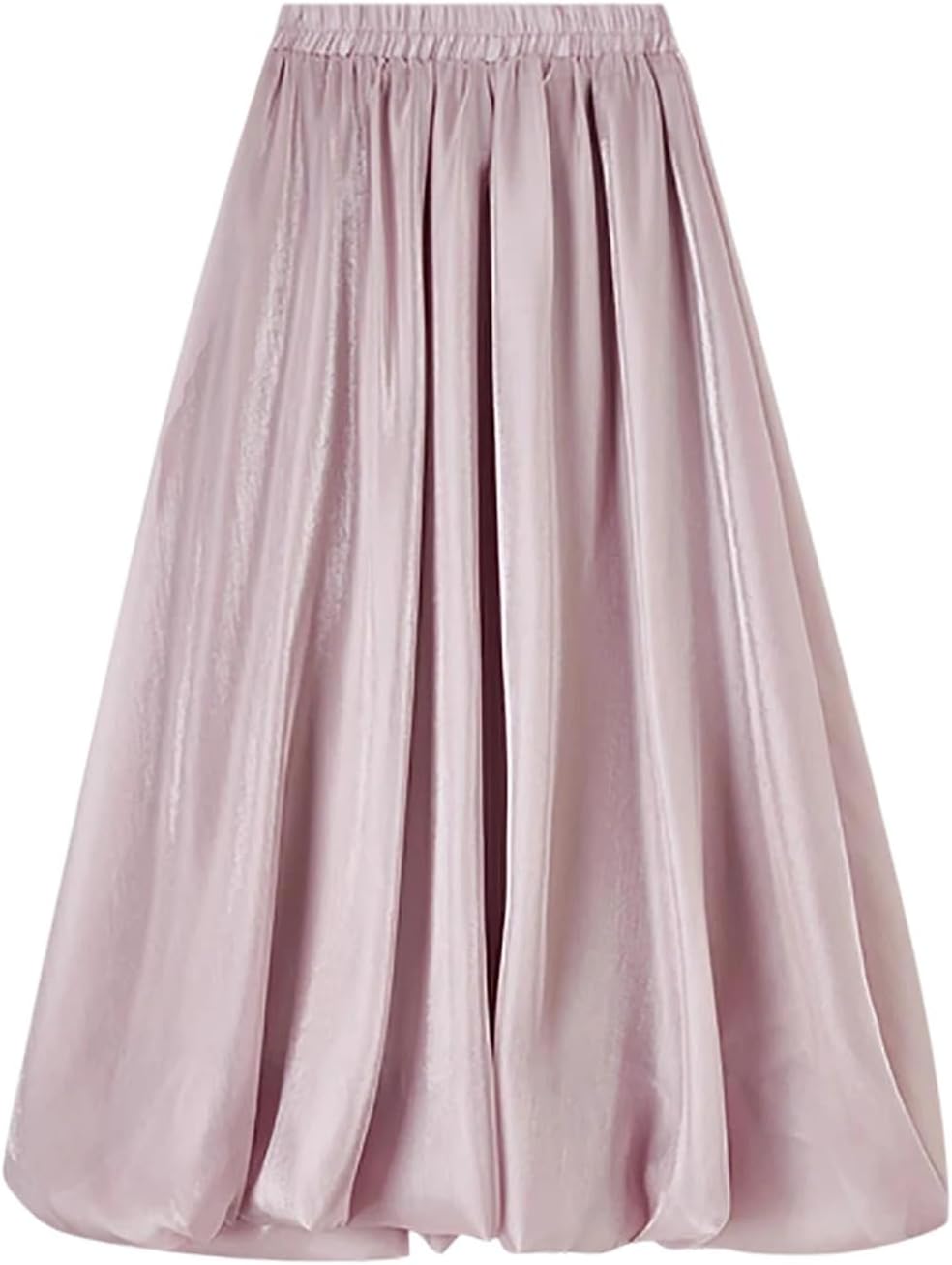 Women's A Line Skirt with Elastic Waist and Folds for Daily Wear and Casual Everyday
