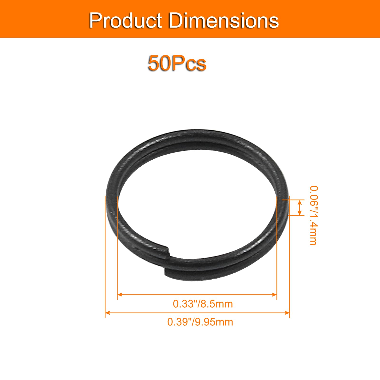 Rierdge Metal Split Rings 50Pcs 10mm Black Small Round Key Rings for Home Car Office Keys Organization DIY Crafts Accessories