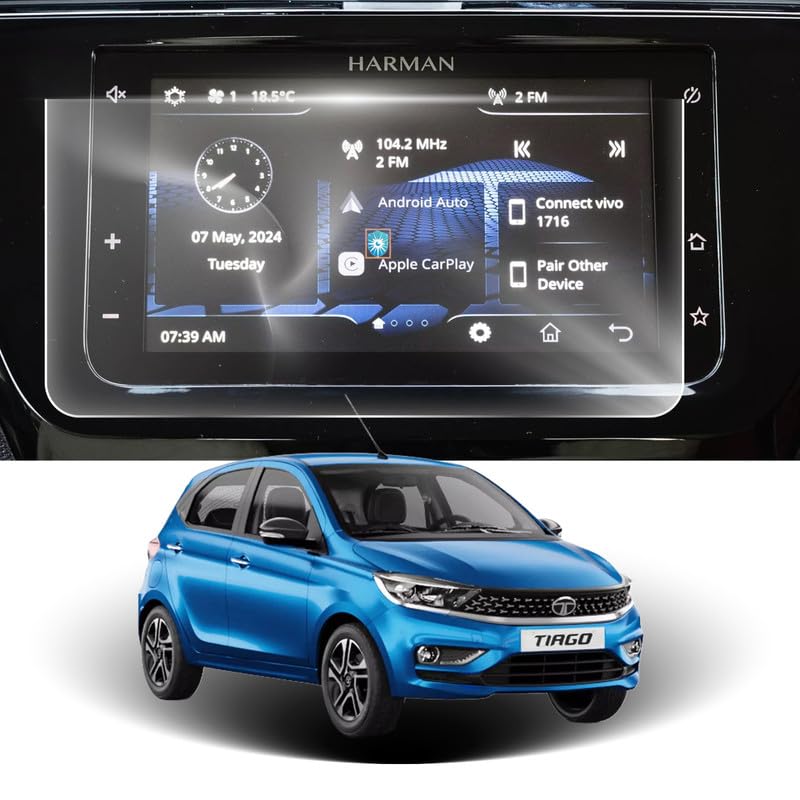 Image of Car Screen Protector for Tata Tiago |2017 - Running| - 7 Inch, Anti-Scratch, Easy Installation, Clear Touchscreen Guard, Infotainment System Protection (Not a Tempered Glass)