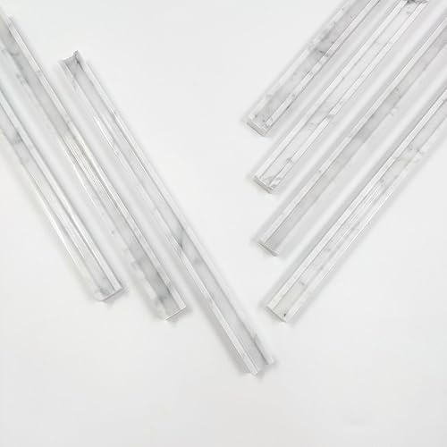 Miniatura 5 de Jusmioke Paquete de 15 azulejos cuadrados de mármol blanco Carrara de 0.79 x 12 pulgadas, borde de mármol pulido para salpicaduras de cocina, baño y