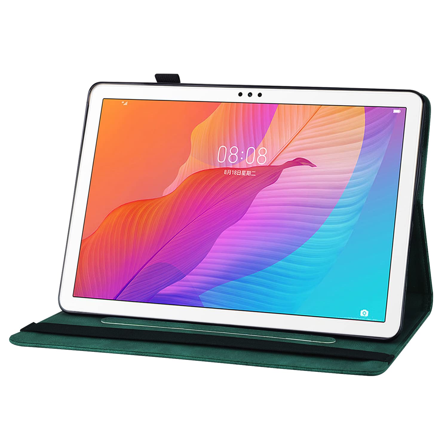 Custodia Per Huawei MatePad T10 / T10s Con Portapenne E Supporto - Pelle PU, Ultra Sottile, Verde, Include Pennino - 6