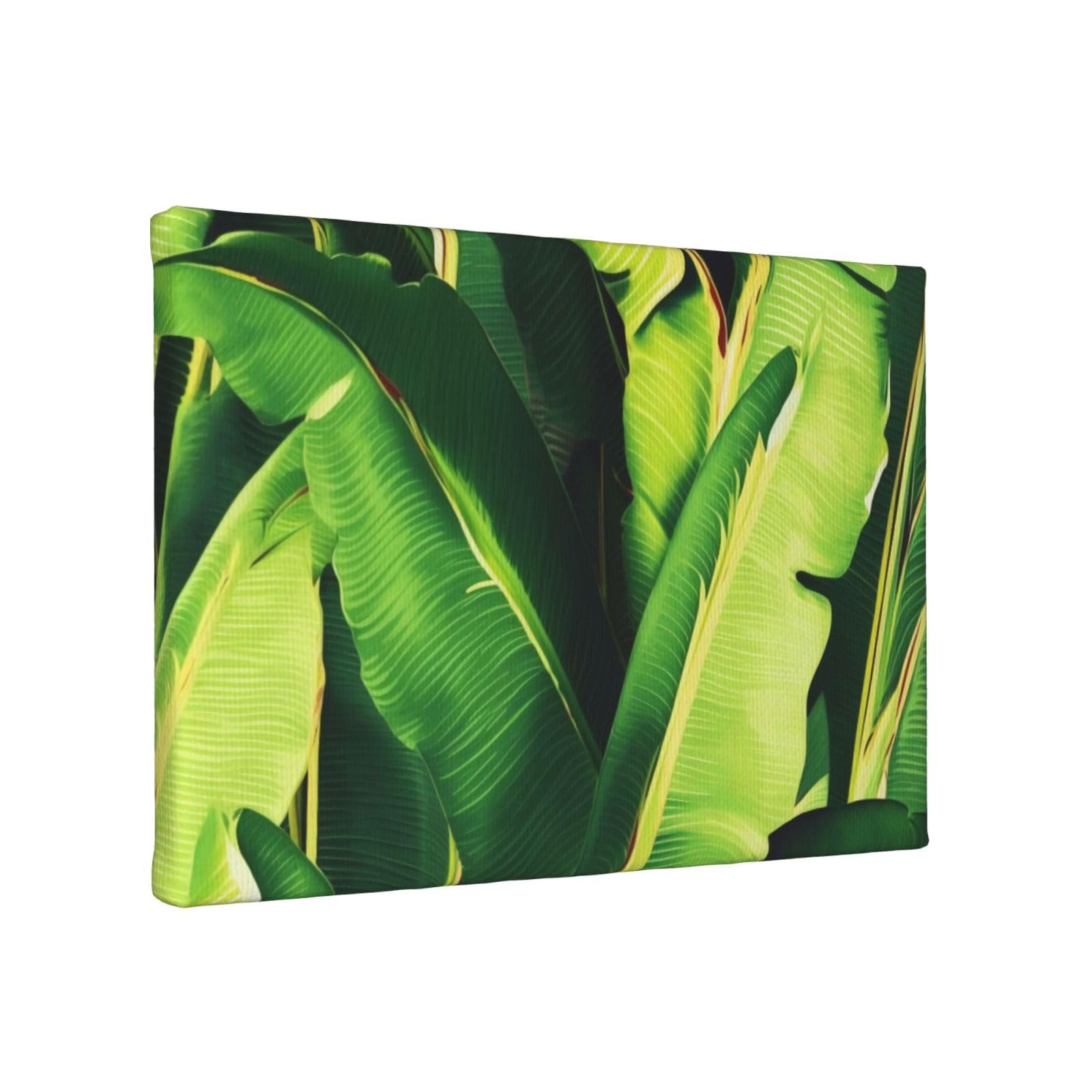 YKLJG Tropical Banana Palm Leaves Printed Wall Art Canvas Painting 30x20 CM Wooden Framed Picture Painting Artwork Prints for Bedroom Kitchen Home Office Decor