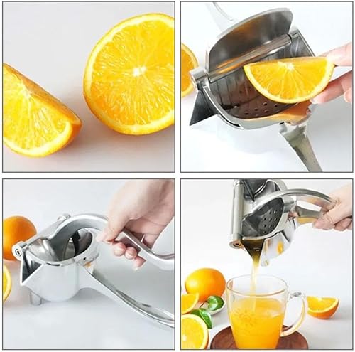 Miniatura 5 de Hand Juicer Squeezer  Aluminum Citrus Press for Oranges, Lemons, Limes & Apples with High Juice Yield, Easy-clean Design, and Compact Silver Finish