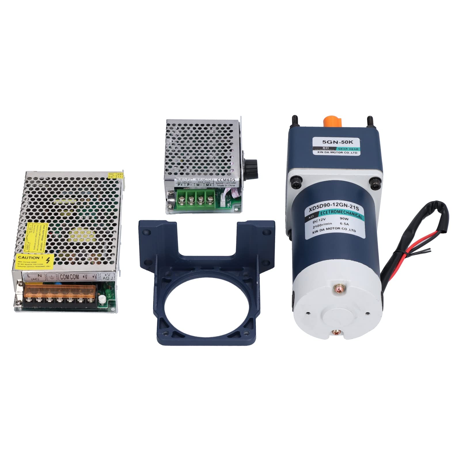 Motorreductor de Engranajes de 12V CC 90W, CW CCW 10-600 RPM (50K)