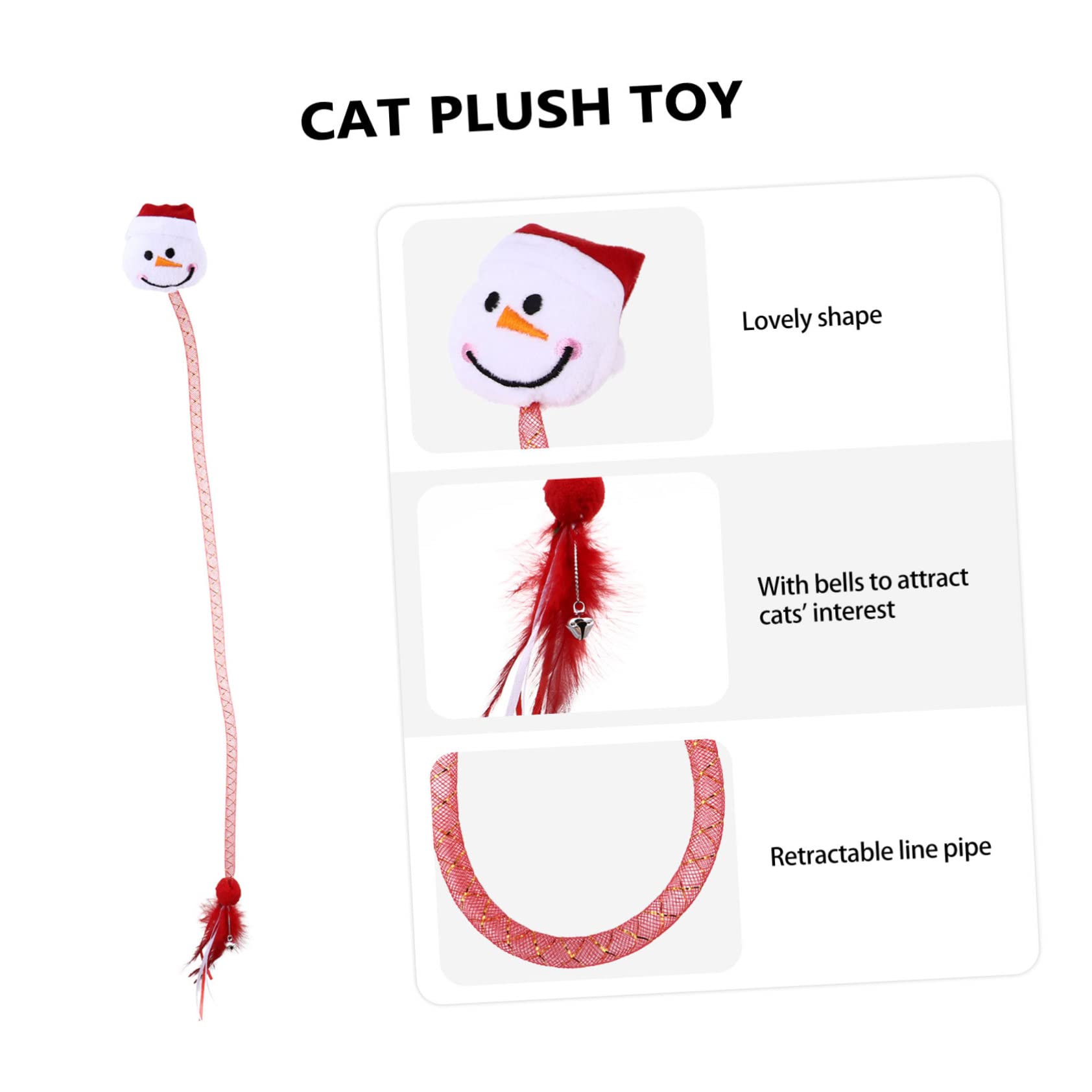 HANABASS 9 Pièces Jouets Interactifs pour Chat Noël avec Herbe à Chat et Cloche Peluche Durable et Rétractable pour Amusement Intérieur