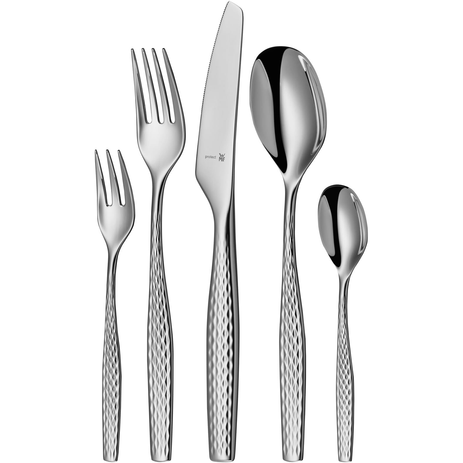 WMF Sentic Edelstahl Besteck Set 6 Personen, Essbesteck Set 30 teilig, Monobloc-Messer, Cromargan protect poliert, kratzbeständig, spülmaschinenfest