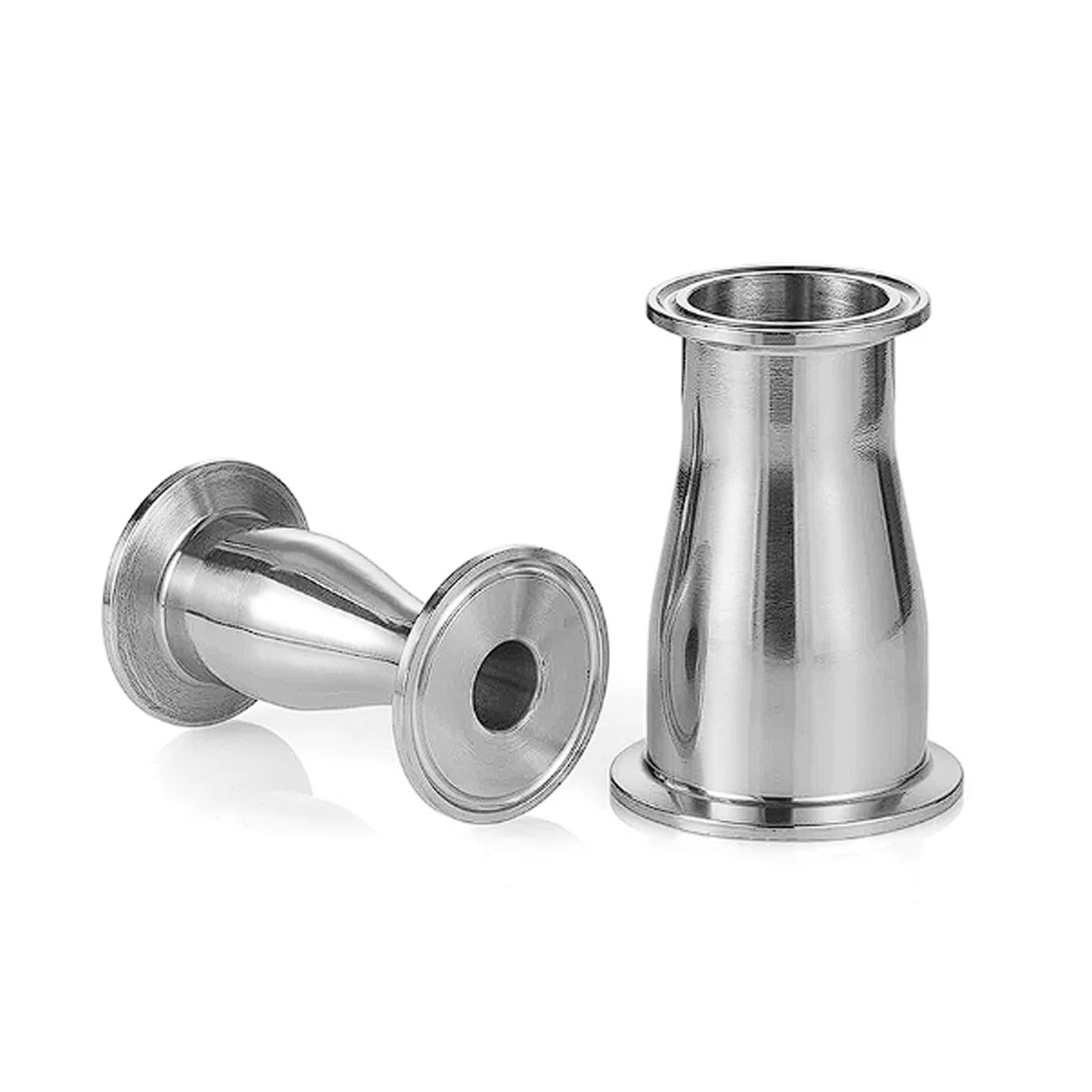 2 piezas de reductor concéntrico acero inoxidable 304 estilo conexión rápida para manguera jardín, racor pinza sanitario para lácteos/farmacéutica(Ф57x45)