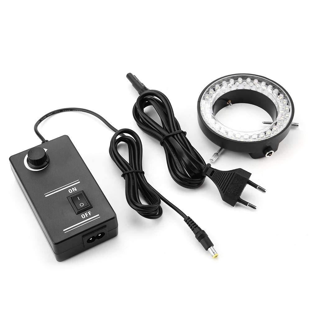Mikroskop Beleuchtung Led, 3.5W Led Ringlicht Mikroskop Kamera 56 LEDs Perlen Lichtquelle, Helligkeit Einstellbar Ringlampe 220V, für Stereo Mikroskop, ß(EU Plug)