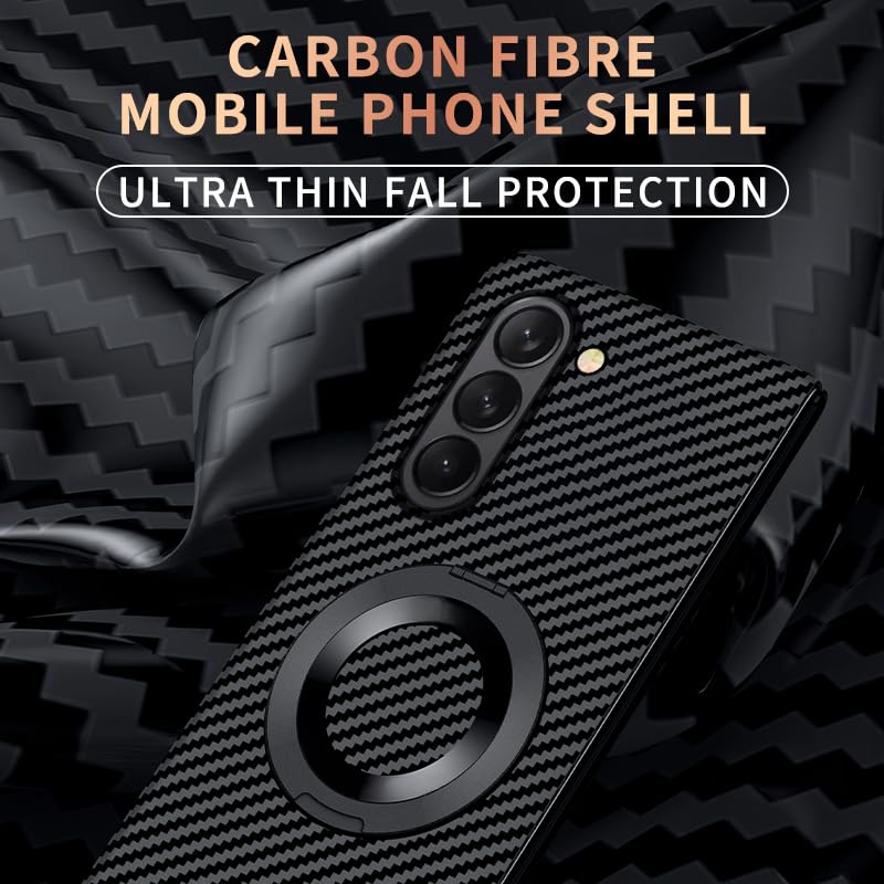 Coque compatible avec Samsung Galaxy Z Fold 7 avec béquille noire en carbone - 3
