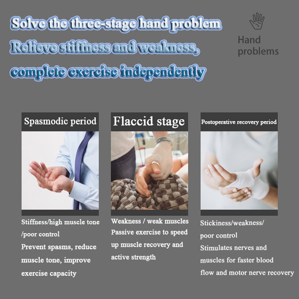 Entrenador de rehabilitación de Dedos para hemiplejia Guantes robóticos, Entrenador de flexión y extensión de Dedos Pantalla LCD para Entrenamiento de muñeca y Dedos,RightHand-L