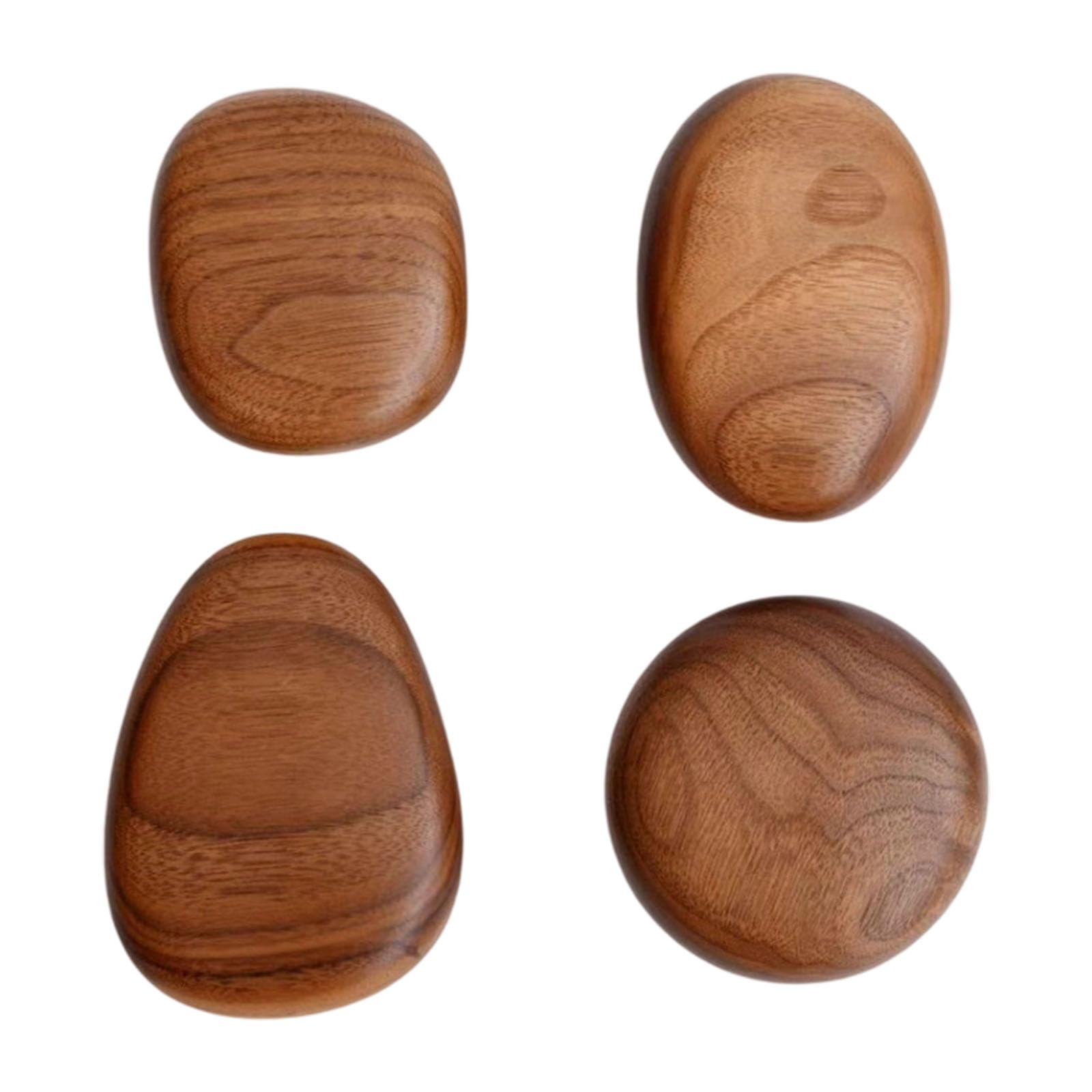 Ywluuoo Walnut1 4Pcs Wooden Nordic Stone Hooks With Adhesive For Wall Mounting In Bathroom & Entryway Natural & Beech Finish Peanut Coat Hooks