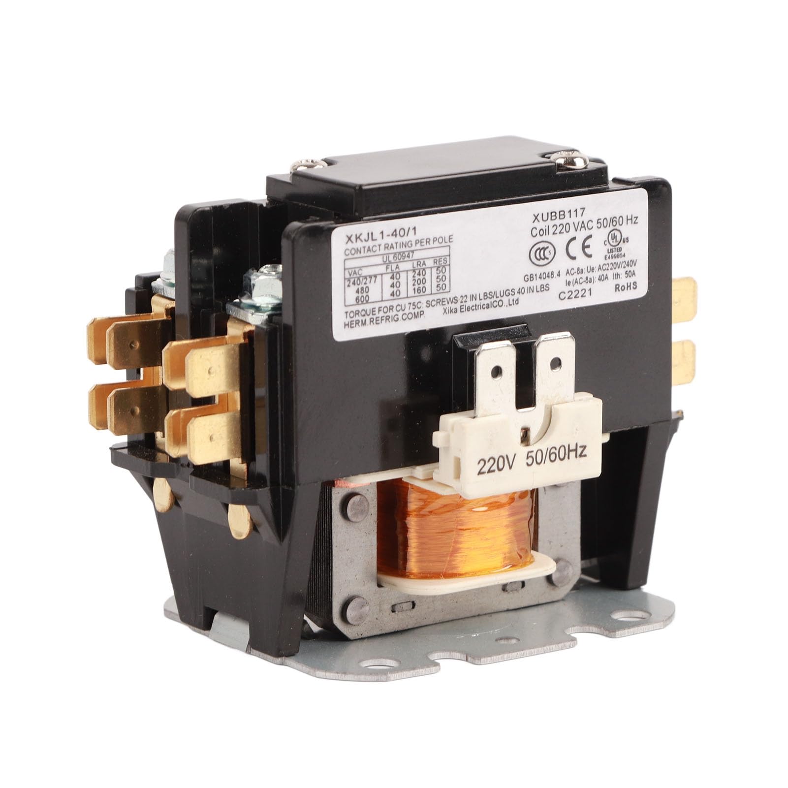 Contacteur AC Robuste Pa66, en Plastique thermodurcissable, contacteur à condensateur pour climatiseur, 220V, 50/60Hz (1P)
