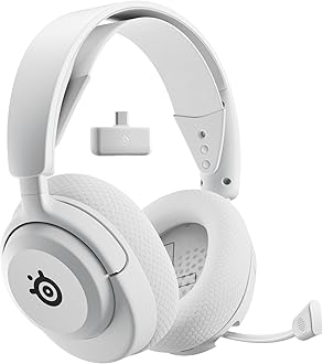 61671 Wireless Gaming Headset, Arctis Nova 5, White, Headphones, Lightweight, Wireless, Switch PC, PS5, PS4, Compatible, Rapid Charging, 60 Hours of Continuous Use, Adjustable, Genuine