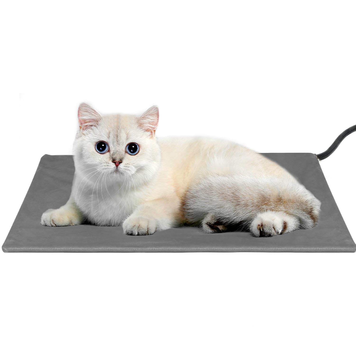 NICREW Tappetino Riscaldante per Gatti e Cani con Timer e Temperatura Regolabile, Tappeto Riscaldante Gatti Grigio, 40x45cm