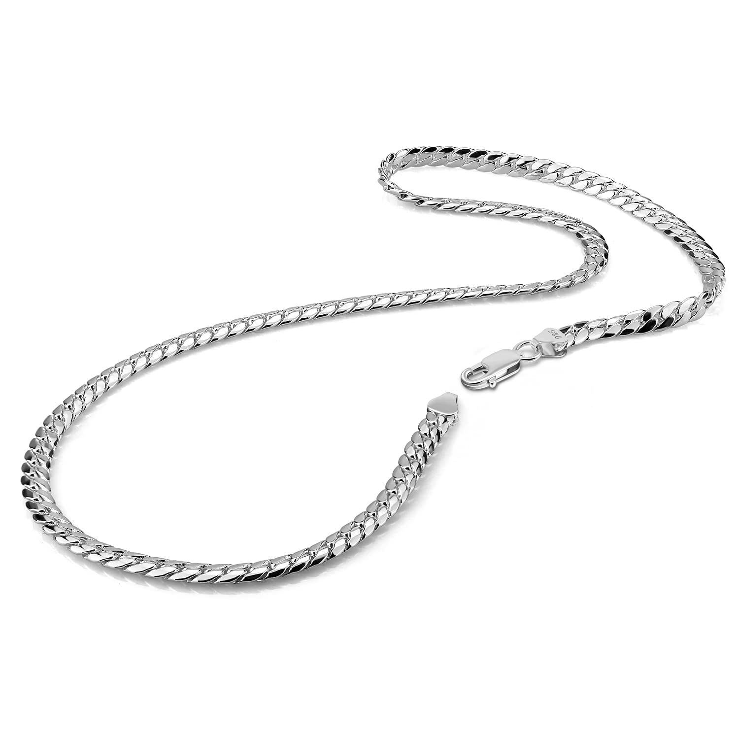 H&Beautimer Classic Men 925 Sterling Silver Flat Snake Chain Necklace Fashion Golden 6mm-18 20" 22" 24 "26 "Curb Cuban Link choker Jewelry Gift